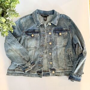 Baccini Petite XL Light Wash Denim Jean Jacket Snap Buttons PXL